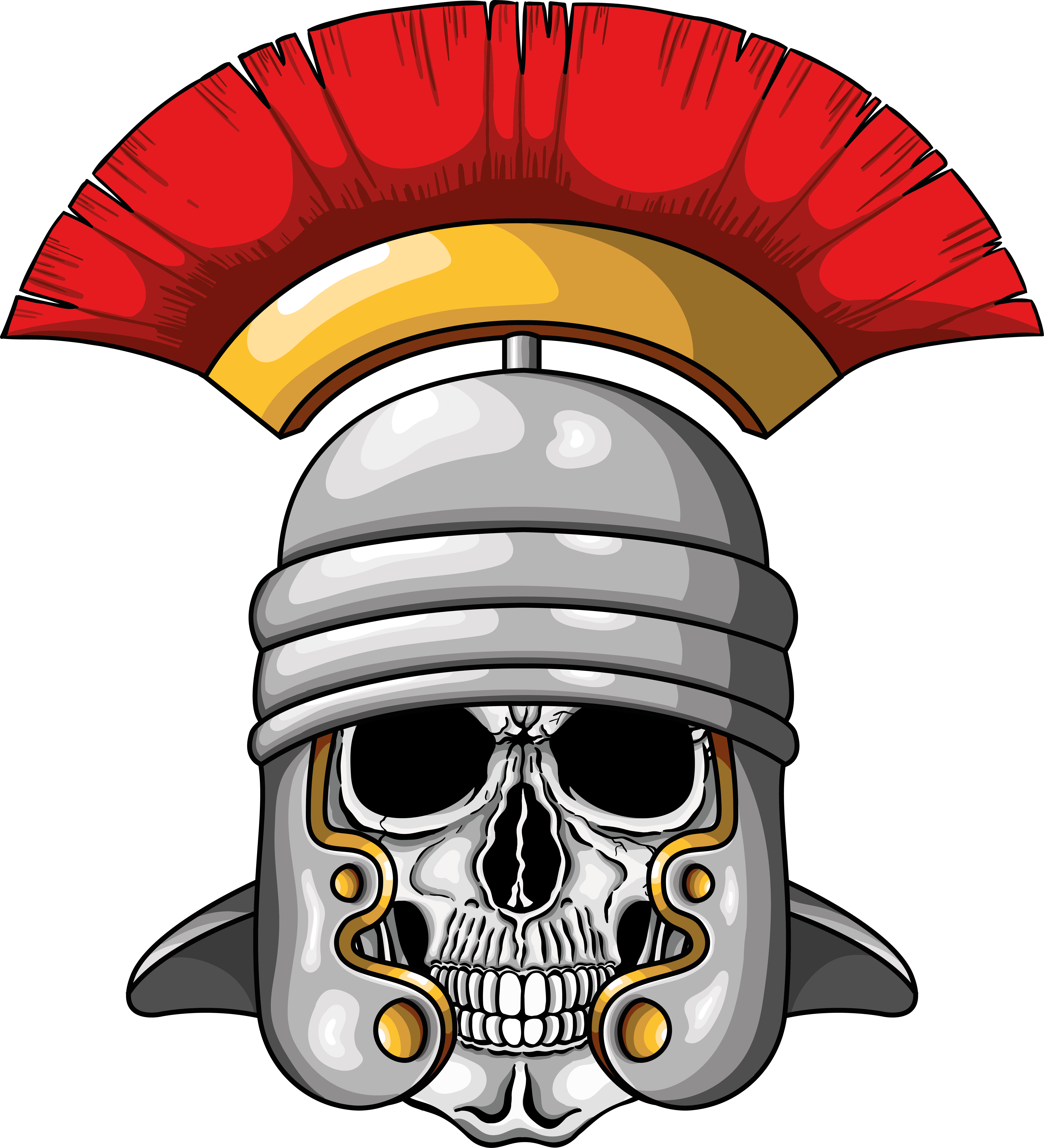 Illustration Of Centurion Human Skull With Roman Helmet, Clipart (6942x7632), Png Download
