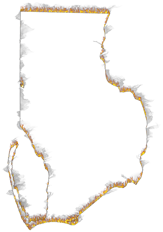 A Flame And Smoke Outline Map Of Gulf Clipart (541x768), Png Download
