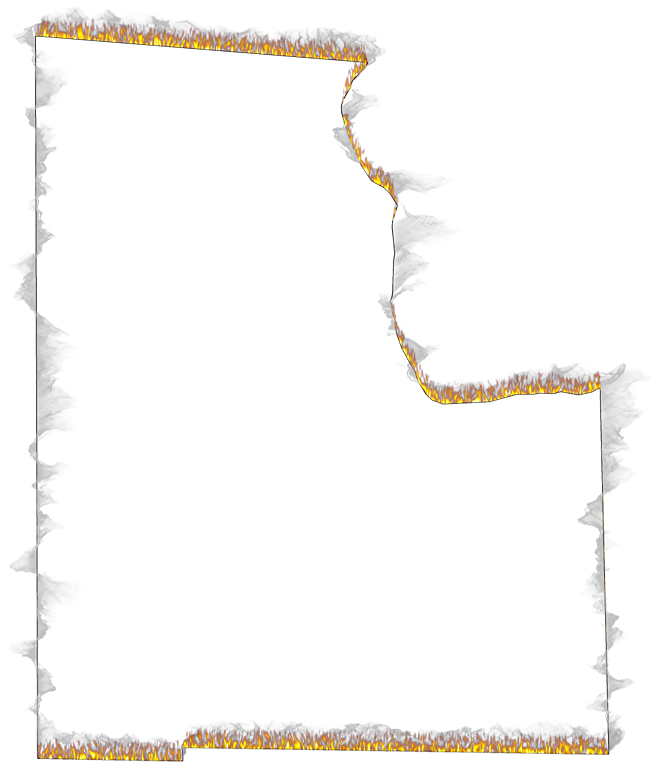 A Flame And Smoke Outline Map Of Baker - Parallel Clipart (659x768), Png Download