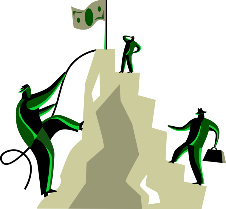 Vector Illustration Of Business Associates Climb Mountain Clipart (758x700), Png Download