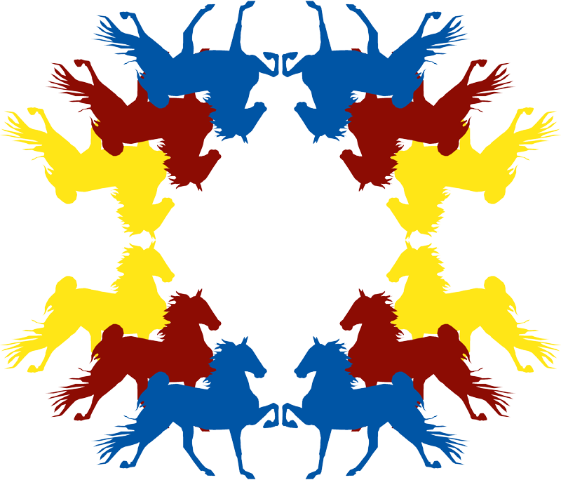 Horse Fabric - Tri-color Saddlebred Custom Fabric Clipart (800x684), Png Download