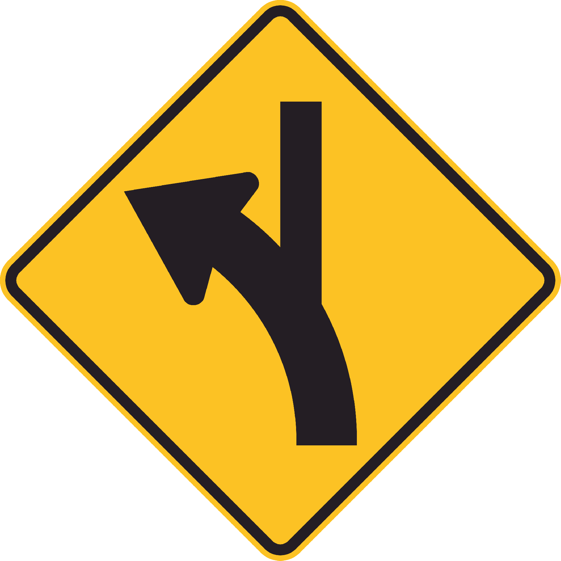 Mr Wdi 23l Curved Major Road & Skewed Minor Road On - Turn Left Clipart (1800x1800), Png Download