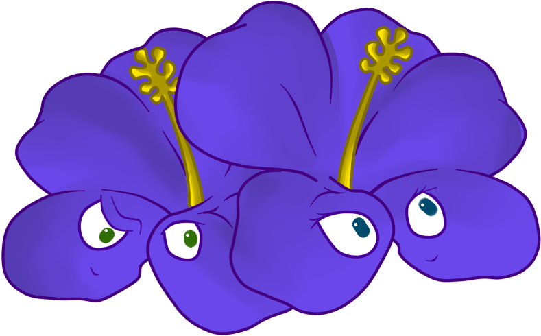 Violet Hibiscus - Cartoon Clipart (789x490), Png Download