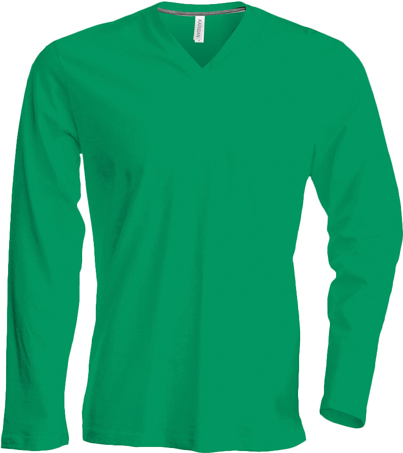 Tee Shirt Col V Manches Longues Homme - Green Long Sleeve Top Men Clipart (1000x1000), Png Download