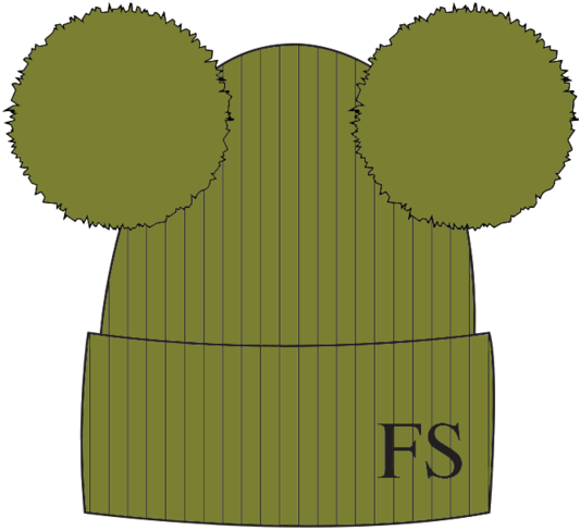 Olive Green Double Faux Fur Pompom Clipart (600x600), Png Download