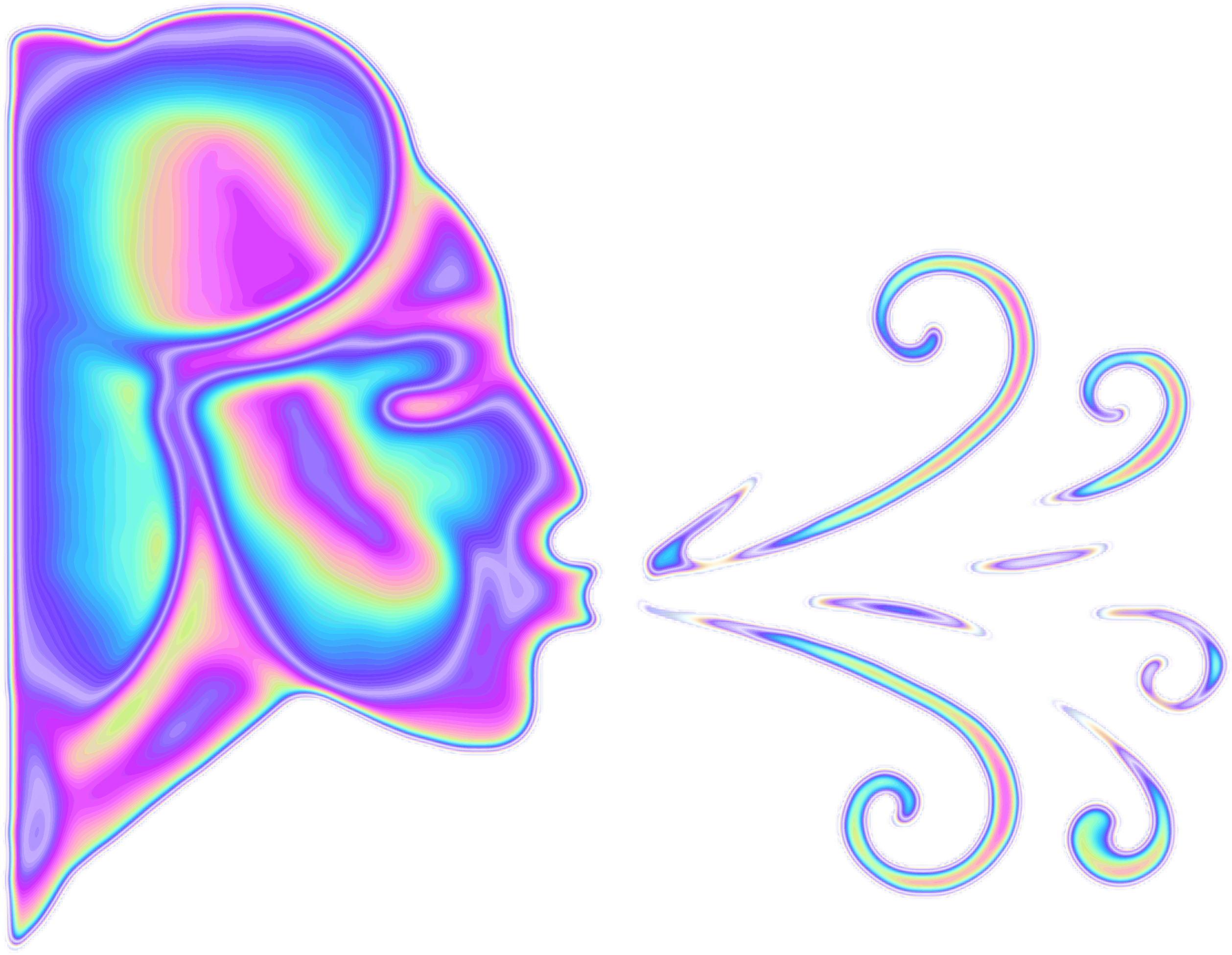 Holo Holographic Blowing Emoji Smoke Wind Freetoedit - Illustration Clipart (1024x1024), Png Download