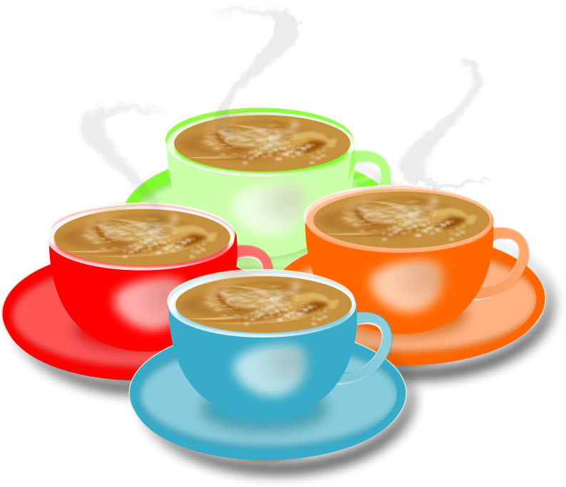Free Coffee - 4 Schalen Kaffee-mitteilungskarten Karte Clipart (800x694), Png Download