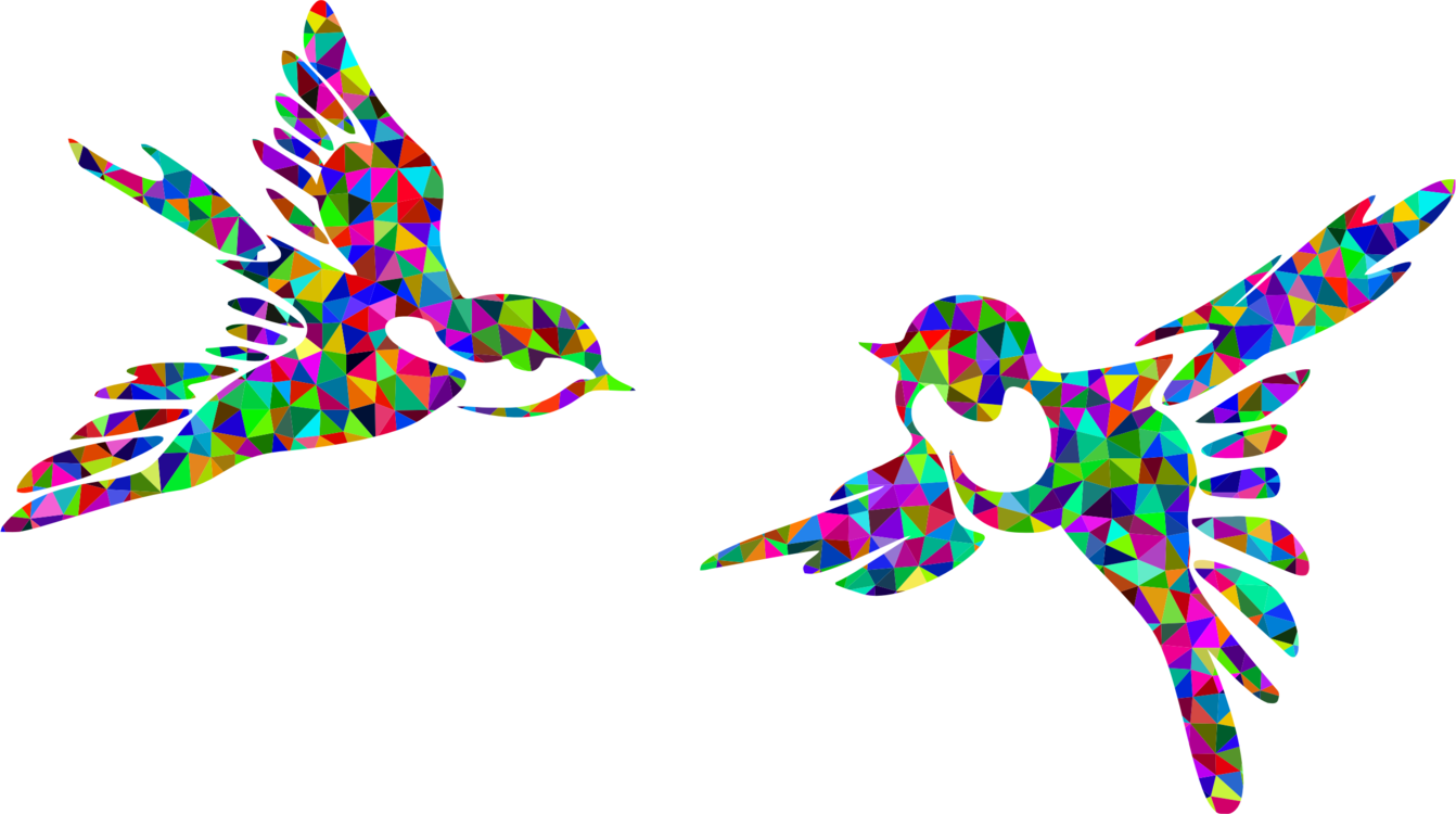 Bird Silhouette Flight Drawing Animal - Colorful Bird Flying Clipart - Png Download (1342x750), Png Download