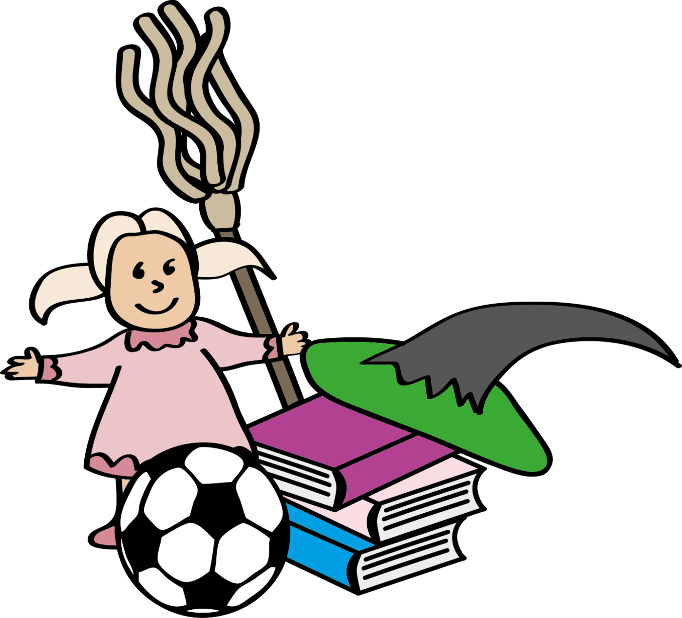 Eine Puppe, Ein Fußball, Bücher, Ein Hexenkostüm - Book Clipart (1400x1268), Png Download