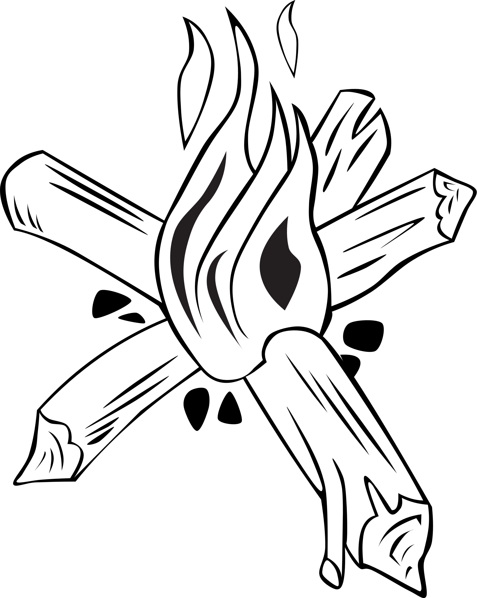 Campfires And Cooking Cranes - Drawings Of Fire And Wood Clipart (1913x2400), Png Download