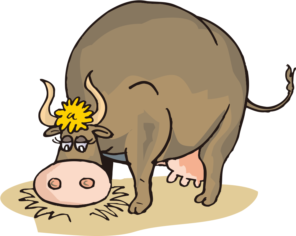 Clip Freeuse Stock Beef Clipart Cow Jersey - Cartoon Cow Eating Hay - Png Download (1056x1025), Png Download