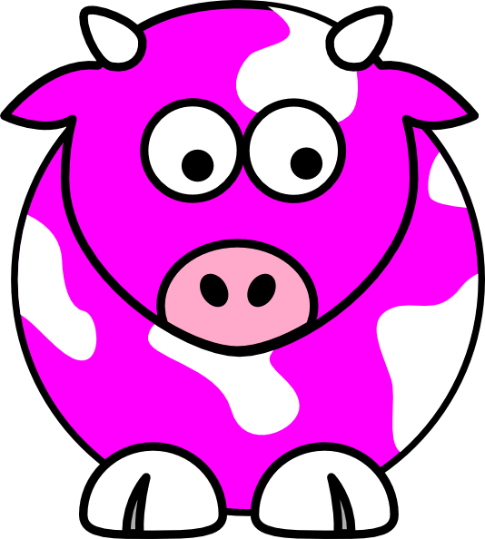 Pink And Blue Cow Clipart (534x594), Png Download