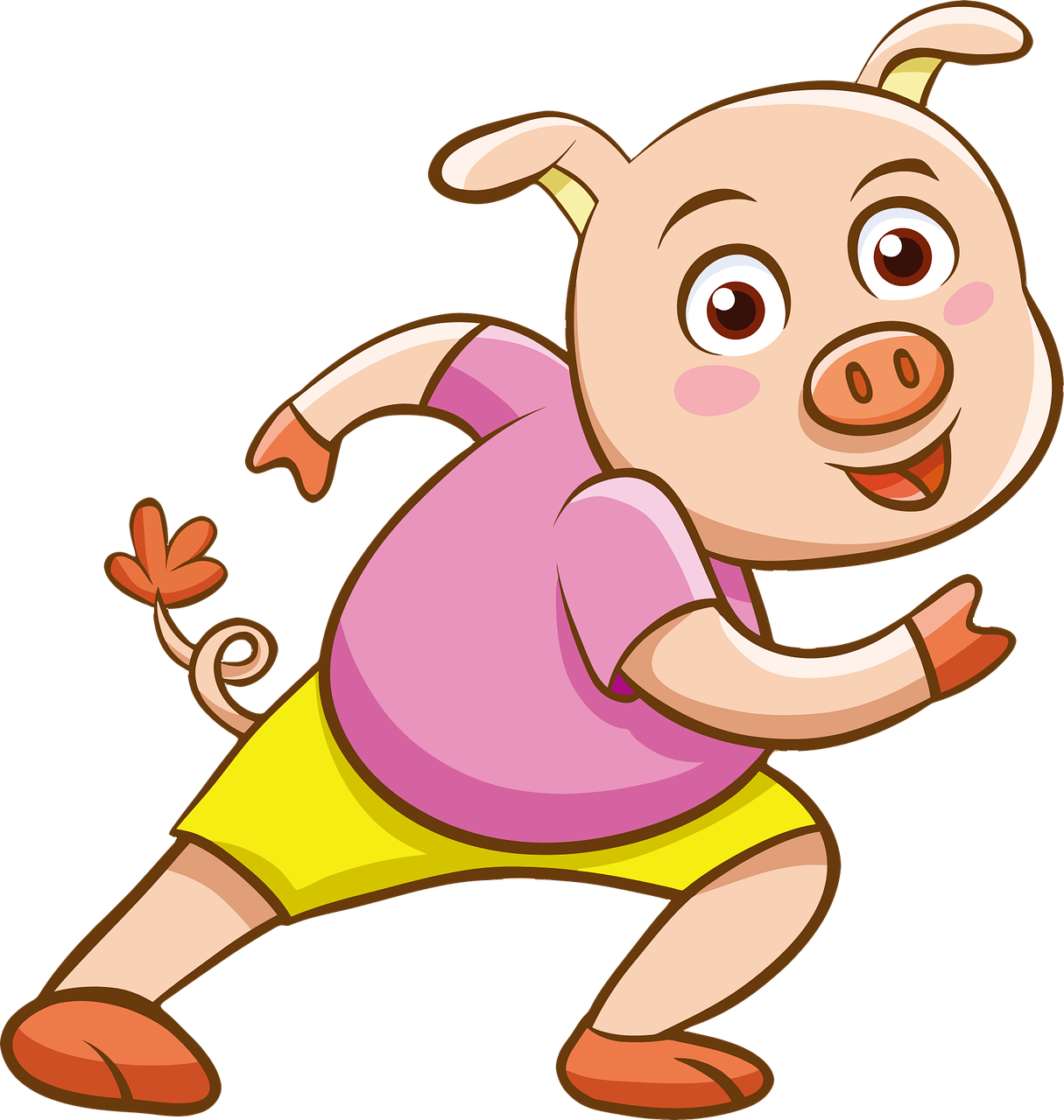 Domestic Pig Cartoon Drawing Painting Download - Cartoon Pig Clipart (712x750), Png Download
