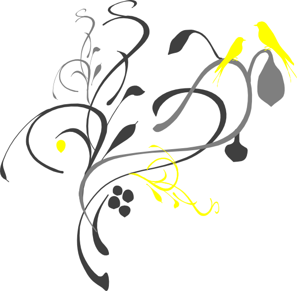 Birds On A Branch Black/grey - Maroon Flowers Clipart Png Transparent Png (600x589), Png Download