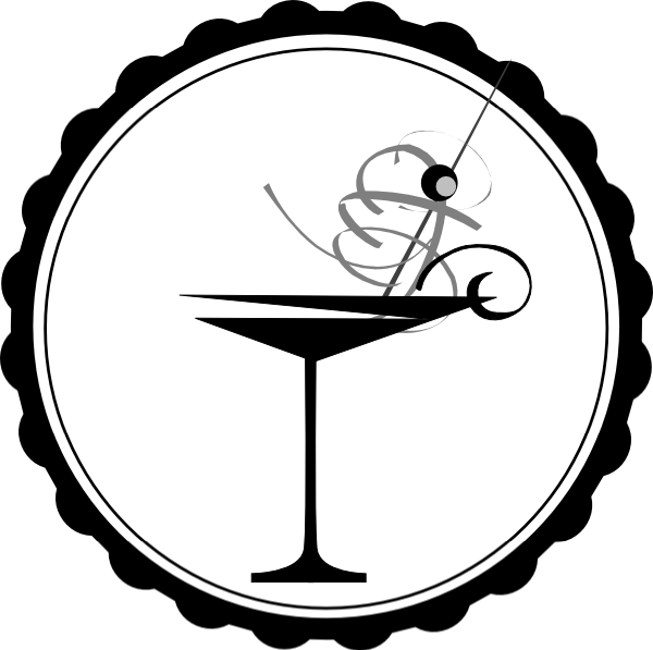 Cocktail Black And White Clipart (600x597), Png Download