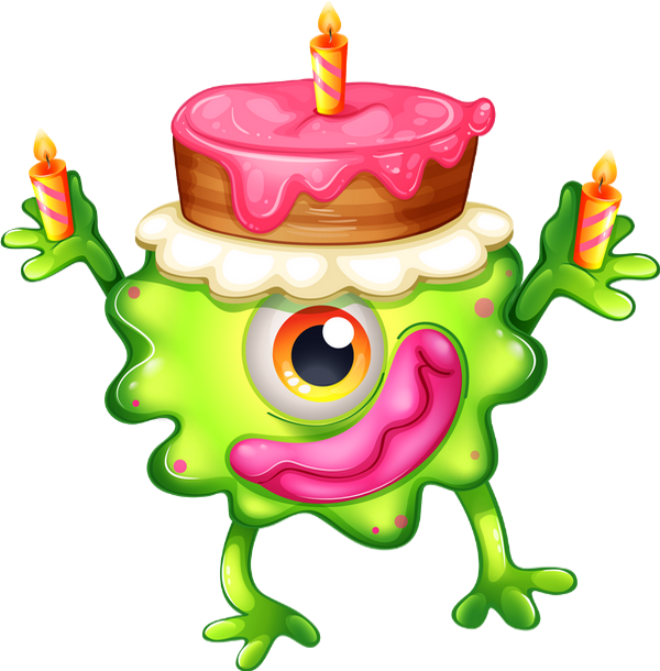Monstre Et Gâteau D'anniversaire - Verjaardag Monsters Clipart (600x610), Png Download
