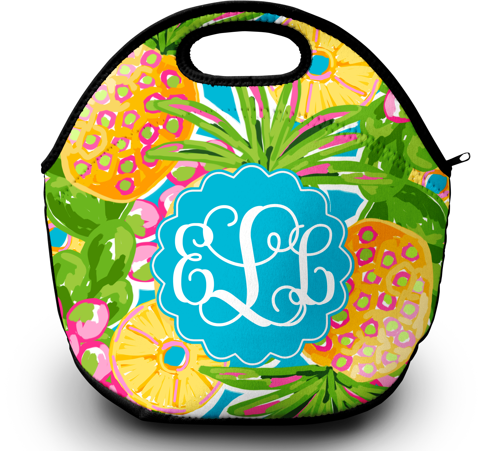 Monogram Lunch Bag Pineapple Paradise - Script Initial Beer Mug Clipart (2000x1600), Png Download