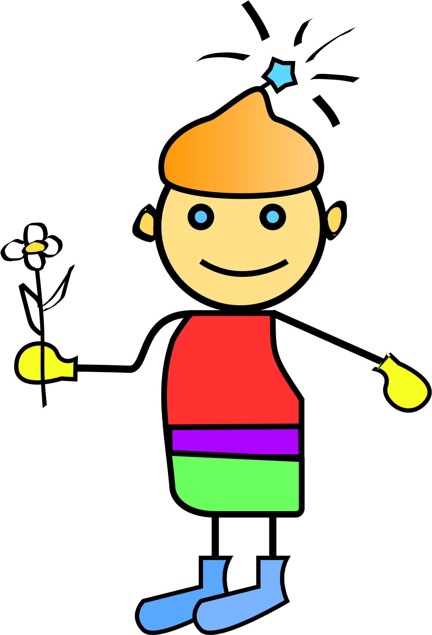 Flower Boy Clip Art - Cartoons Boy With Flower - Png Download (566x800), Png Download