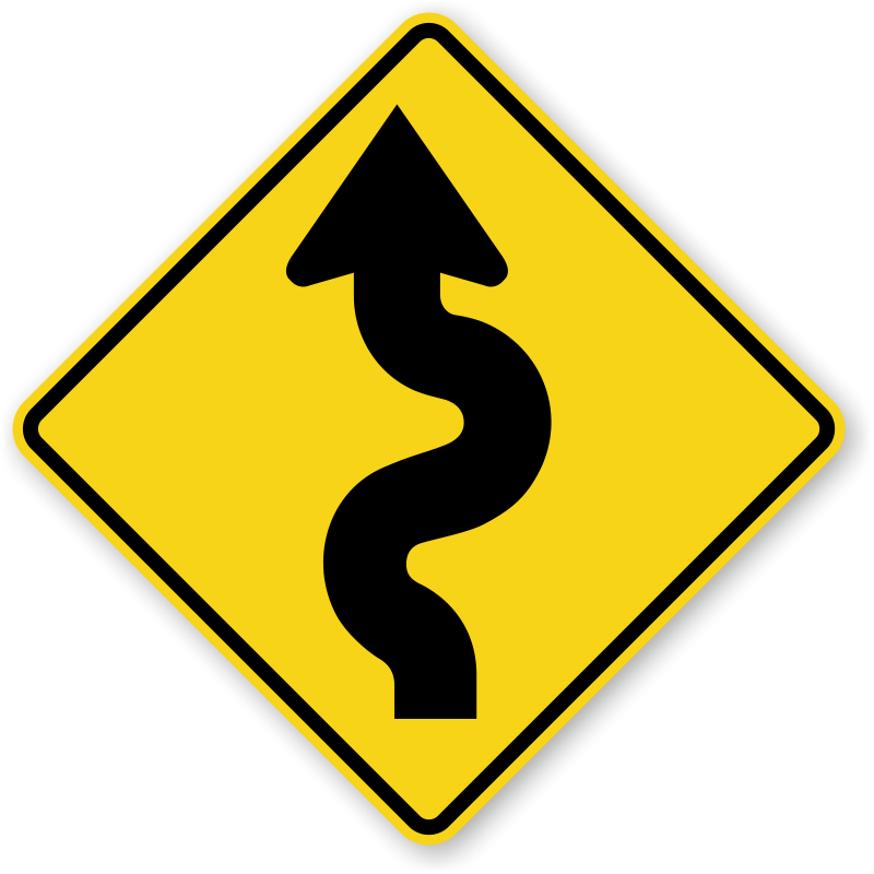 Narrow Road Signs - Winding Road Sign Png Clipart (800x800), Png Download
