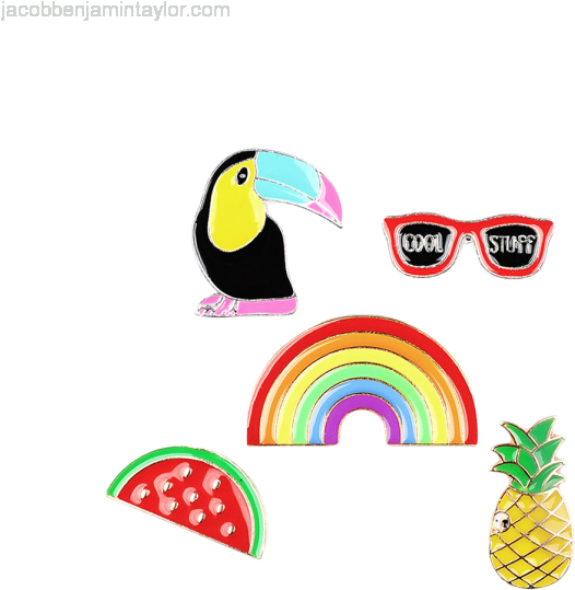 Women Rainbow Pineapple Watermelon Glasses Brooch Set Clipart (625x638), Png Download
