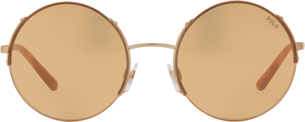 Half Rim Round Sunglasses In Shiny Rose Gold - Sunglasses Clipart (1920x2000), Png Download