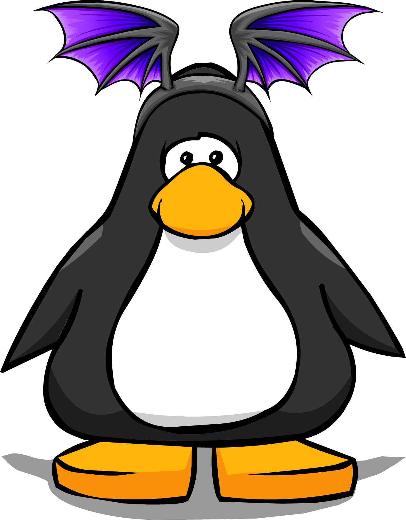 Purple Bat Wings From A Player Card - Club Penguin Wearing Hat Clipart (1380x1766), Png Download
