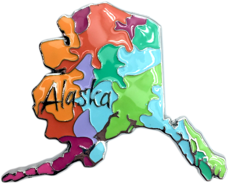 Colorful Ak Map Metal Magnet Clipart (800x642), Png Download