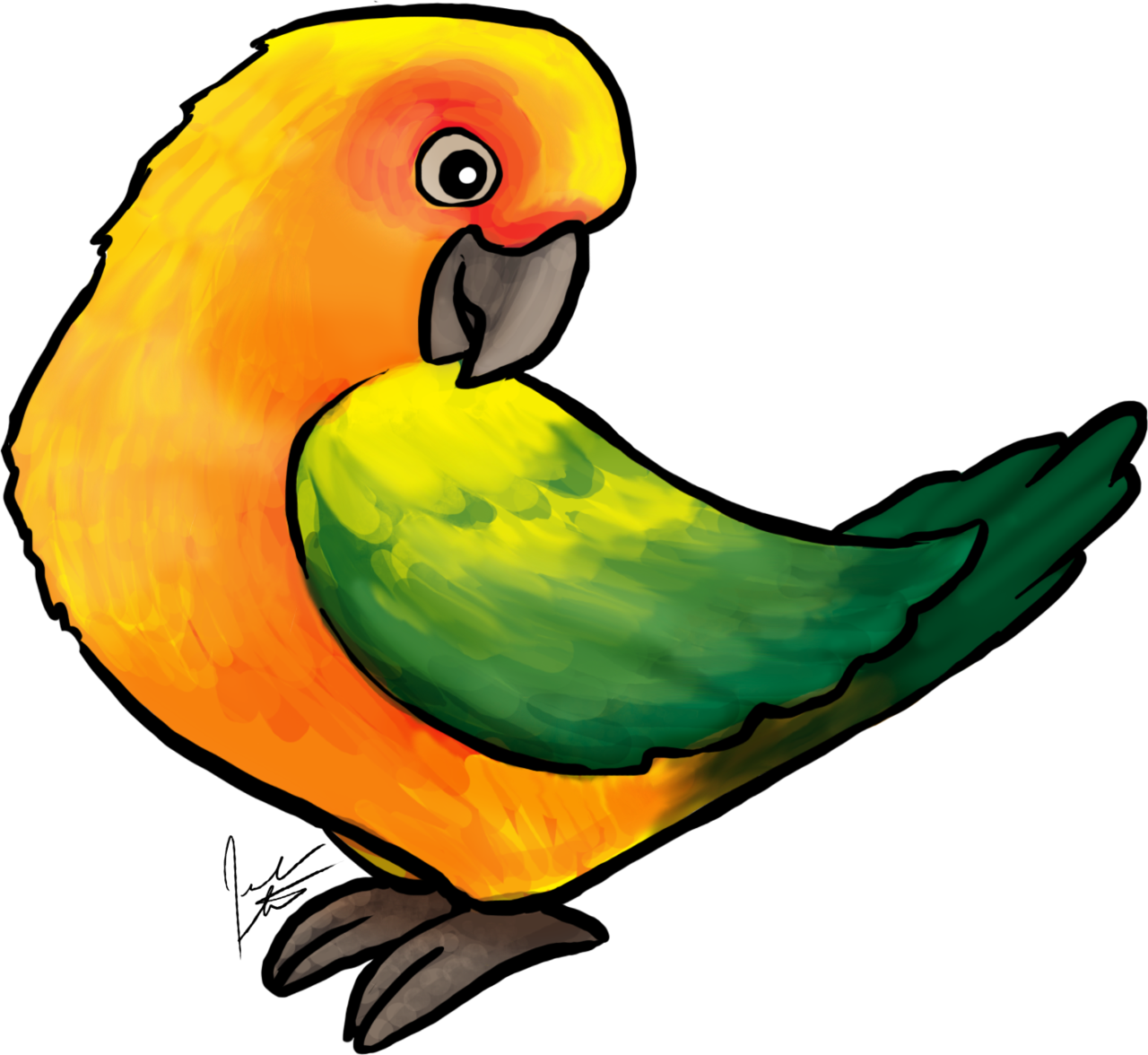 Jen's Dogs Has Posted It's First Bird Art The Sun Conure - Conure Clipart (1280x1176), Png Download