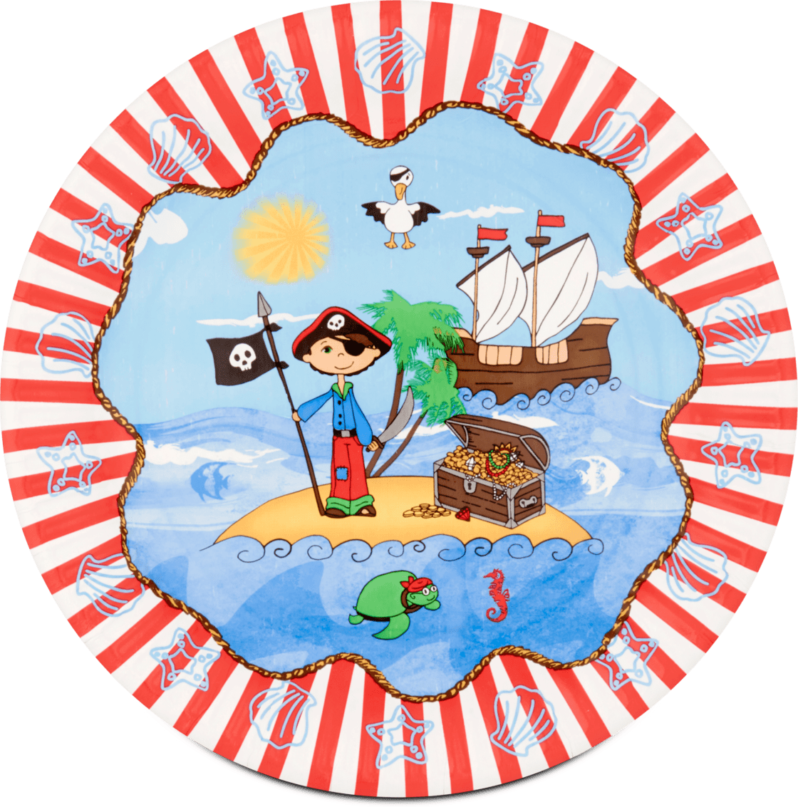 Papstar Papírtányér "pirate Island" Ø 23 Cm, 10 Db - Hippie Png Transparent Clipart (1120x1133), Png Download