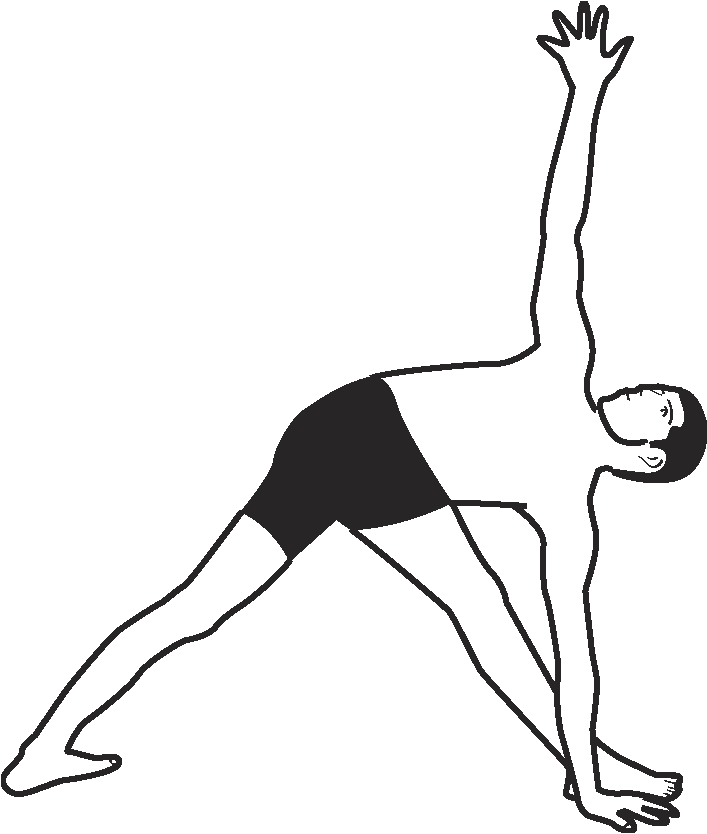 Begin With Tadasana - Trikonasana Png Black And White Clipart (707x834), Png Download