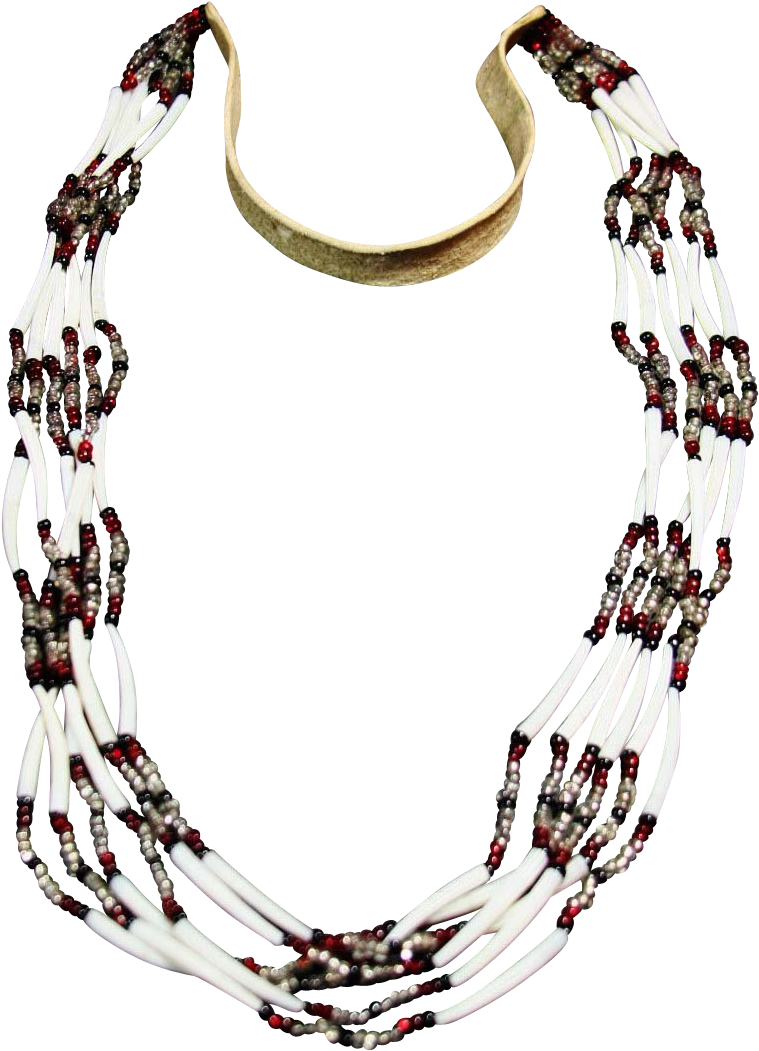 Native American Dentalium Shell And Bead Necklace From Clipart (1050x1050), Png Download