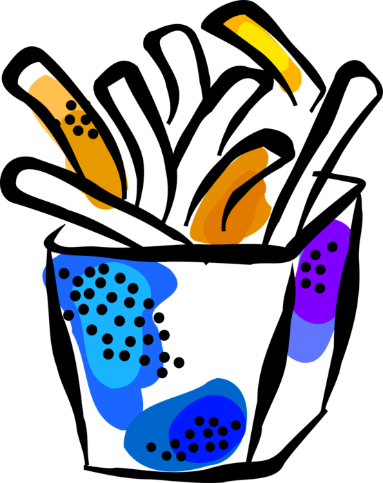 Vector Illustration Of French-fried Potatoes Fast Food Clipart (555x700), Png Download