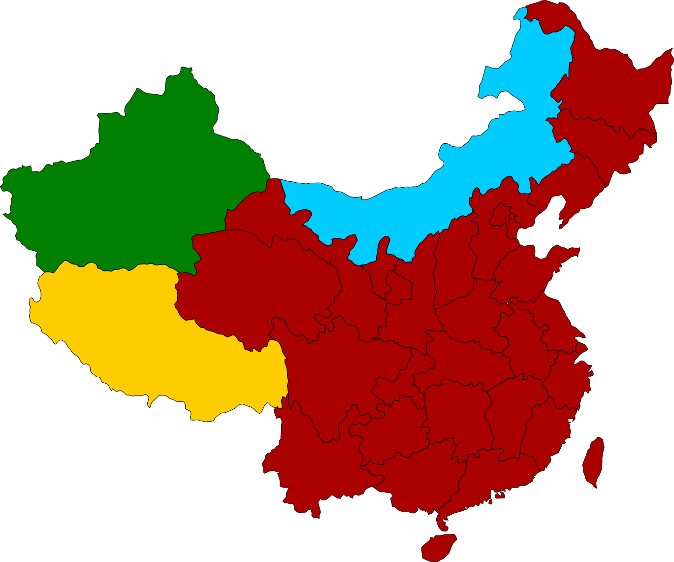 Largest Religion By Province In China - China Map Clipart (1369x1141), Png Download