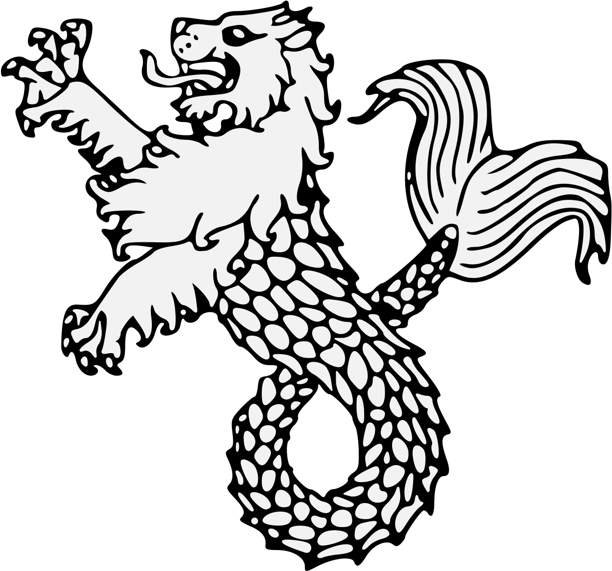 Heraldic Lion Crest Png Clipart Library Library - Sea Monster Heraldry Sea Transparent Png (1238x1146), Png Download