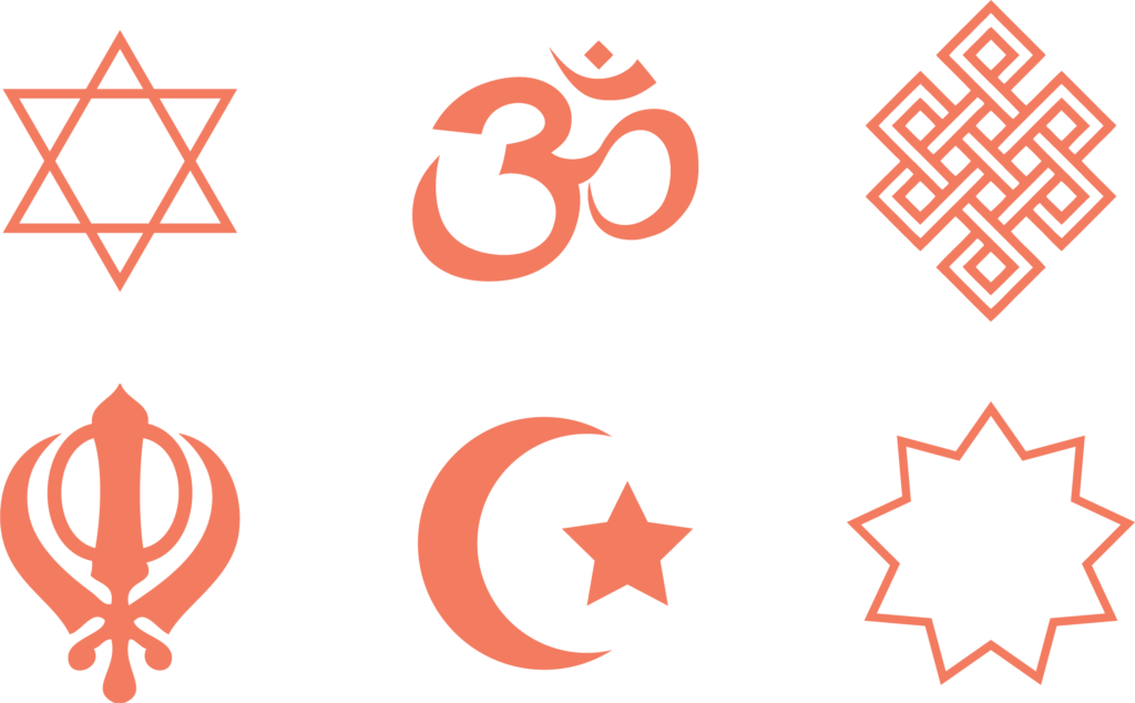 Myth - Six Main Religions Symbols Clipart (1024x634), Png Download