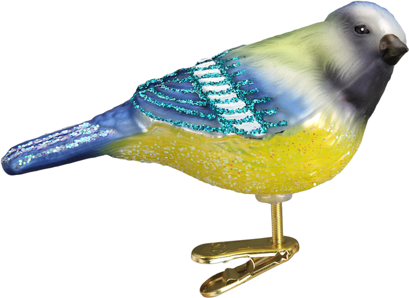 Old Word Christmas Blue Tit Glass Ornament - Old World Christmas Clip Ornament - Steller's Jay - Png Download (900x900), Png Download
