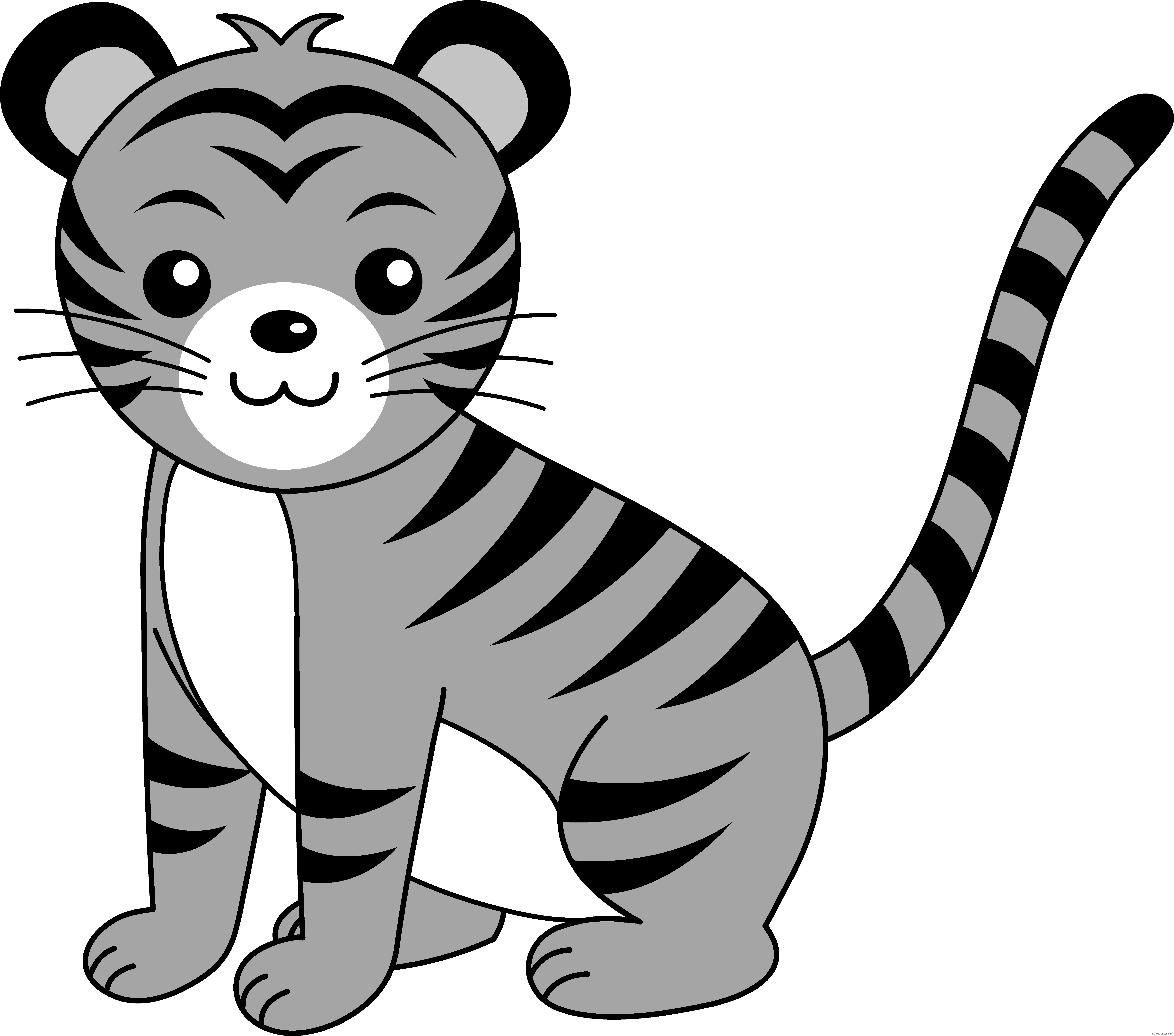 Baby Animals Animal Free Black White Clipart Images - Png Download (7178x6336), Png Download