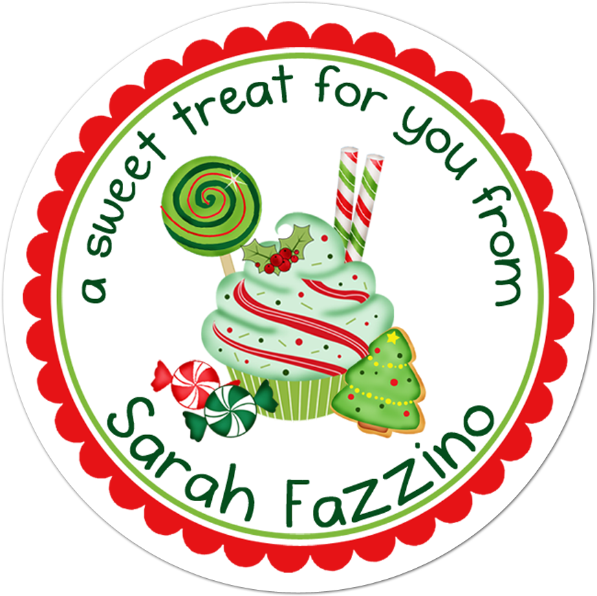 Holiday Sweets Personalized Sticker Christmas Stickers Clipart (1000x1000), Png Download