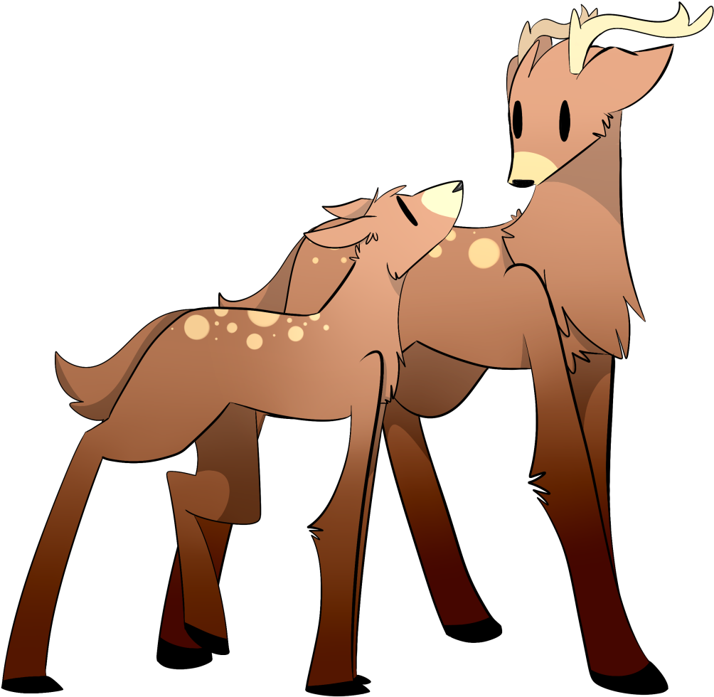 “made Some Fan Art Of The Deer They Are Very Cute ” - Cartoon Clipart (1280x989), Png Download
