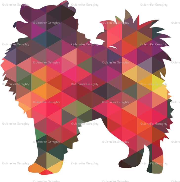 American Eskimo Geometric Pattern Multi Fabric - American Eskimo Dog Clipart (750x750), Png Download