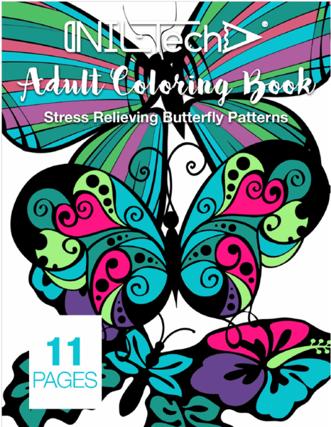 Adult Coloring Book With Stress Relieving Butterflies - Adult Clipart (600x600), Png Download