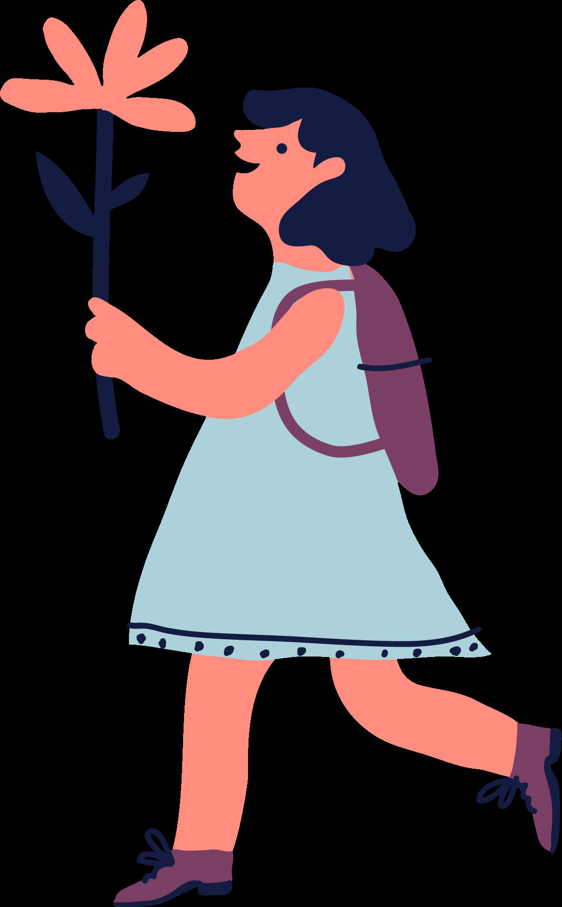 Girl With Flower - Illustration Clipart (991x1600), Png Download