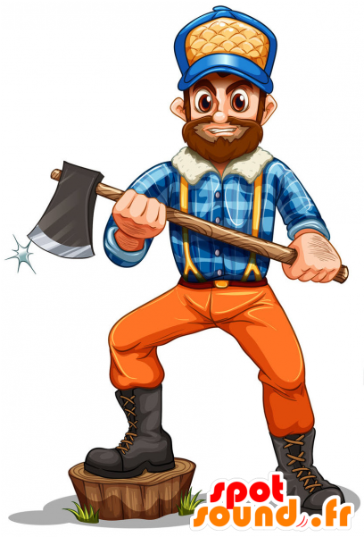 Mascot Bearded Lumberjack, With A Plaid Shirt Clipart (600x600), Png Download