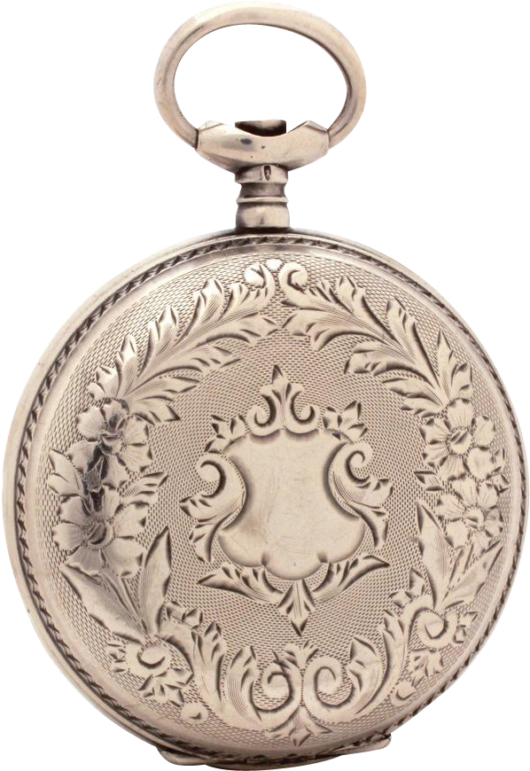 Antique Mathey Jacot Locle 875 Silver Swiss Pocket - Mathey Jacot Locle Pocket Watch Case Swiss Watch Case Clipart (869x869), Png Download