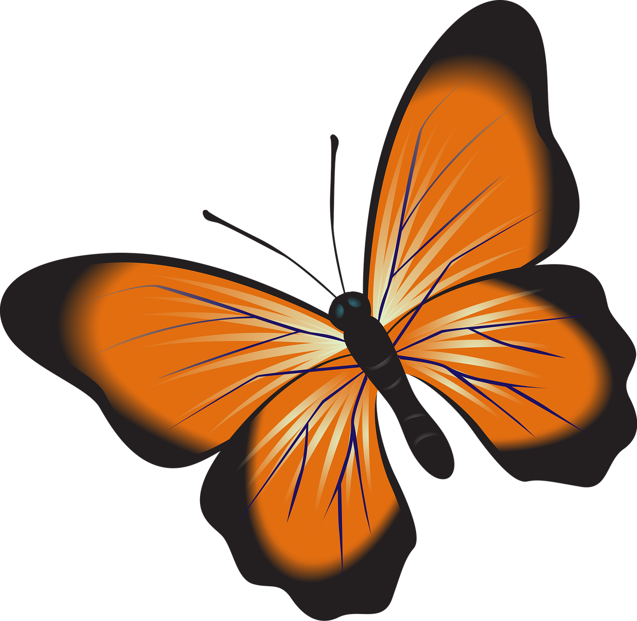 Butterfly,orange,clip - Png Download (1280x1248), Png Download