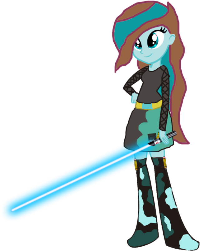 Gamer Sketch Eg With Her Lightsaber By Motownwarrior01 - Mlp Equestria Girls Starwars Clipart (642x804), Png Download