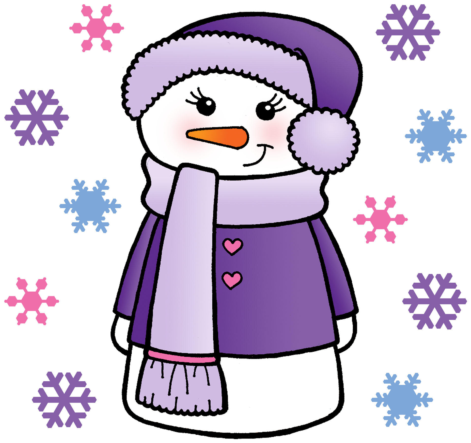 All The Images On This Page Are Copyright Free And - Snowman With Purple Hat Clipart (2000x2000), Png Download
