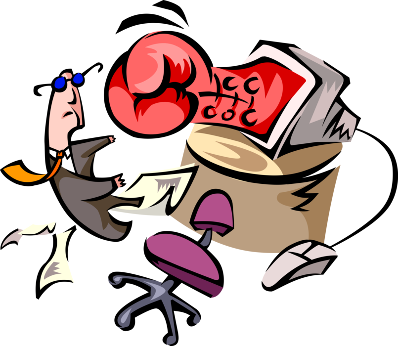 Vector Illustration Of Businessman Gets Knock-out Punch Clipart (805x700), Png Download