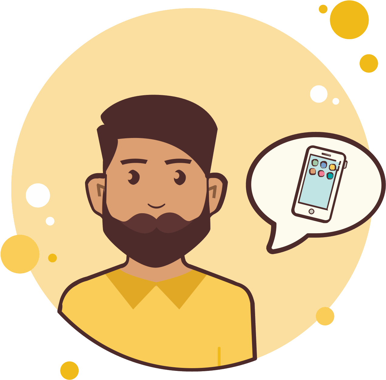 Man With Beard Smartphone Icon - Icon Clipart (1600x1600), Png Download