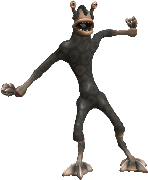 Pop Eyed Alien 3d Model Low Poly Rigged Animated Dae - Low Poly Clipart (1280x960), Png Download